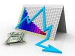 3d Business Decline Graph And Dollar Stock Photo