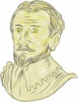 15th Century Spanish Explorer Bust Drawing Stock Photo