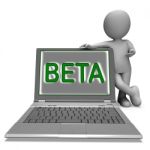 Beta Character Laptop Shows Trial Software Or Development On Int Stock Photo