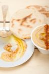 Hummus With Pita Bread Stock Photo