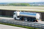 Tanker Truck On Highway Stock Photo