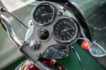 Dials On A Royal Enfield Motorcycle In The Motor Museum At Bourt Stock Photo