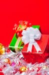 Celebration Theme With Christmas & New Year Gifts Stock Photo