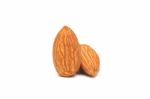 Almond Nut Fruit Organic Healthy Vegan White Background Stock Photo