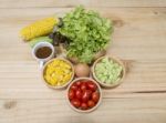 Fresh Vegetable In Wooden Bowl, Stock Photo