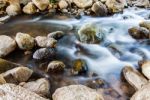 Nature Small Waterfall With Rock Stock Photo