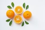 Fresh Orange Citrus Fruit Isolated On White Background Stock Photo