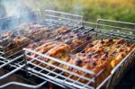 Chicken Breast Grilled On A Coals Stock Photo