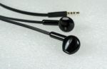 Black Earphone Or Earphones On White Background The Black Earpho Stock Photo