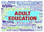 Adult Education Shows Mature Studying And Learned Stock Photo