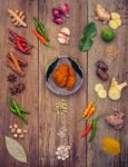 Various Of Thai Food Cooking Ingredients And Spice Red Curry Pas Stock Photo