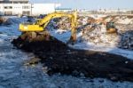 Construction Suspended Due To Bad Weather In Reykjavik Stock Photo