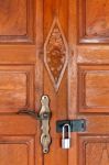 Ancient Teak Door & Lock Stock Photo