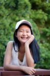 Portrait Of Thai Teen Beautiful Girl Happy And Relax Stock Photo