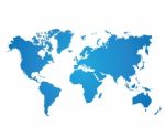 Blue World Map On White Background Stock Photo