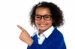 African Primary Girl Showing The Way To Her Classroom Stock Photo