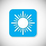 Sun Icon. Blue Square Frame.  Illustration Stock Photo