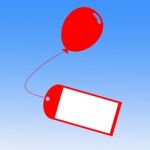 Card Tied To Balloon Shows Greeting Card Or Party Invitation Stock Photo