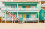 Wooden Buildings In Caye Caulker, Belize Stock Photo