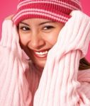 Girl Warm With A Woolen Hat Stock Photo