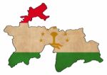 Tajikistan Map On  Flag Drawing ,grunge And Retro Flag Series Stock Photo