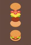 Isometric Of Burger Ingredients Stock Photo