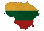 Lithuania Map On Lithuania Flag Drawing ,grunge And Retro Flag S Stock Photo