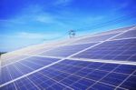 Solar Panels With Blue Sky Stock Photo