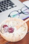 Granola With Fruits On Work Station Stock Photo