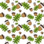 Acorn Seamless Pattern By Hand Drawing On White Backgrounds Stock Photo