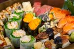 Fresh Sushi Choice Combination Assortment Selection Stock Photo