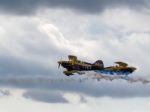 The Trig Aerobatic Team Flying Over Biggin Hill Airport Stock Photo