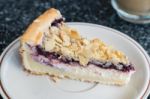 Close-up Of Delicious Home-made Blueberry Pie Stock Photo