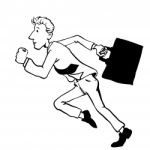 Illustration Of Businessman Running- Hand Drawn Stock Photo