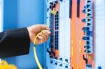 Fix Network Switch In Data Center Room Stock Photo