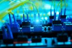 Fiber Optic With Servers In A Technology Data Center Stock Photo