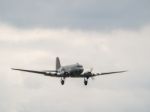 Dakota Aeroplane Flying Over Biggin Hill Airfield Stock Photo