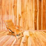 Wooden Deck Chair In Retro Style On Wooden Floor Interior Stock Photo