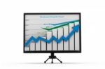 Business Graph In Monitor Stock Photo