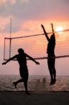 Beach Volleyball Stock Photo