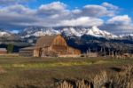 View Of Mormon Row Near Jackson Wyoming Stock Photo