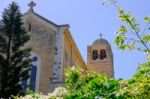 Latrun Church Yard Stock Photo