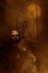 Creature In Haunted Forest,3d Illustration,horror Concept Backgr Stock Photo