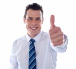 Businessman showing Thumbs Up Stock Photo