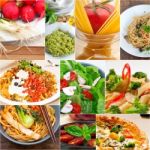 Healthy Vegetarian Vegan Food Collage Stock Photo