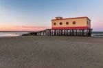 Historical Life-guard Building In Fuseta Stock Photo