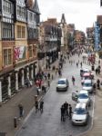 People Shopping In Chester City Centre Stock Photo