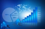 The Stock Market Graph With  Pie Chart And World Stock Photo