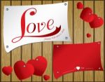 Valentine Day On  Wooden Background.  Heart In Colorful Paper On Brown Wood Floor Texture Background Stock Photo