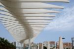 Malaga, Andalucia/spain - July 5 : Modern Pergola In The Harbour Stock Photo